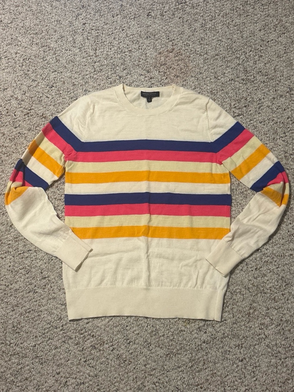 Banana Republic Women's Extra Fine Merino Sweater, Size M, Colorful Striped - Picture 2 of 7